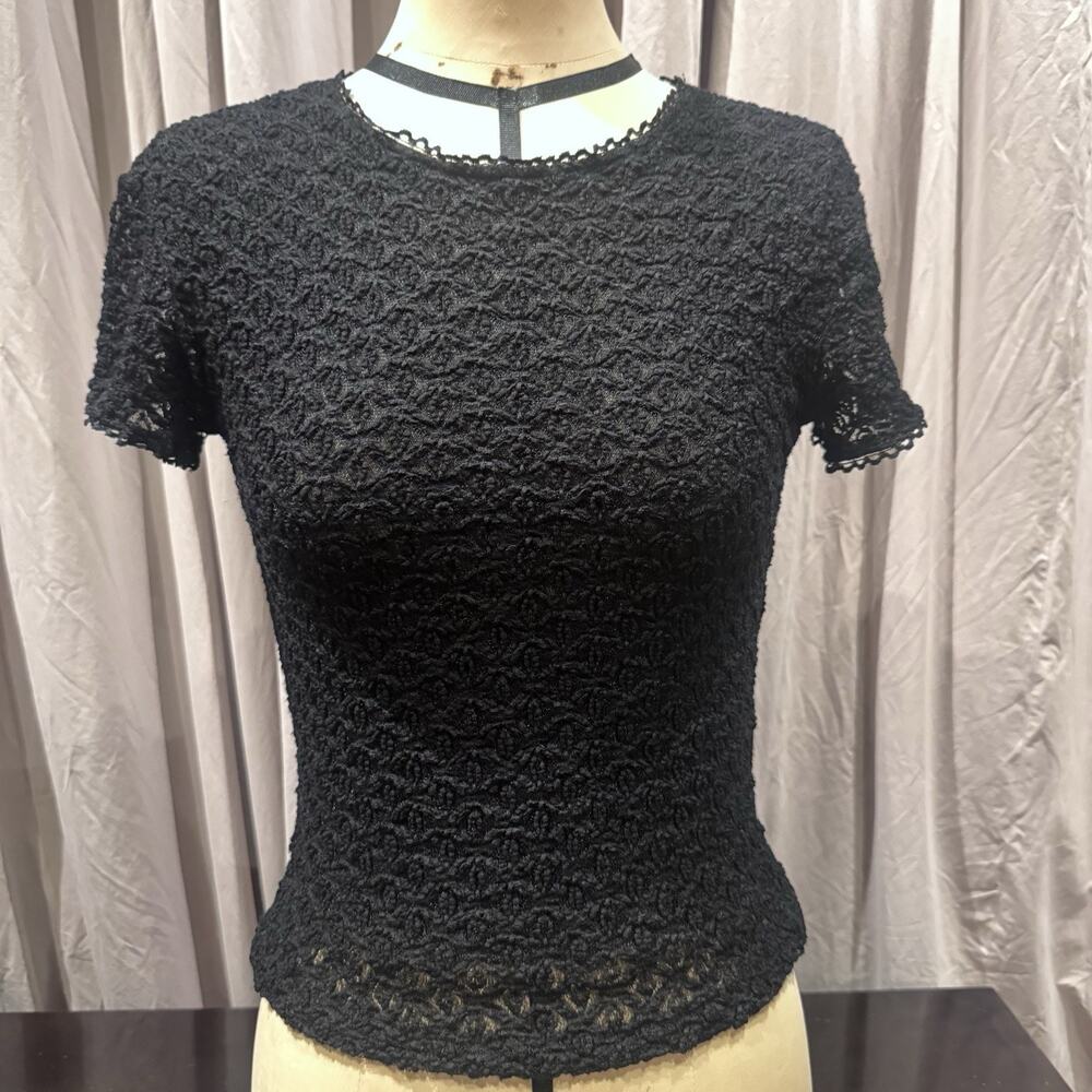 Ann Ferriday VTG Snowflake Lace Top S